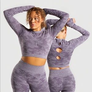 NWT Gymshark Camo Seamless Long Sleeve Crop Top